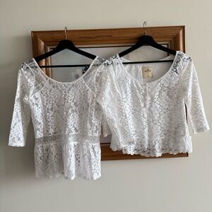 Hollister White Lace Tops NWT XS + S